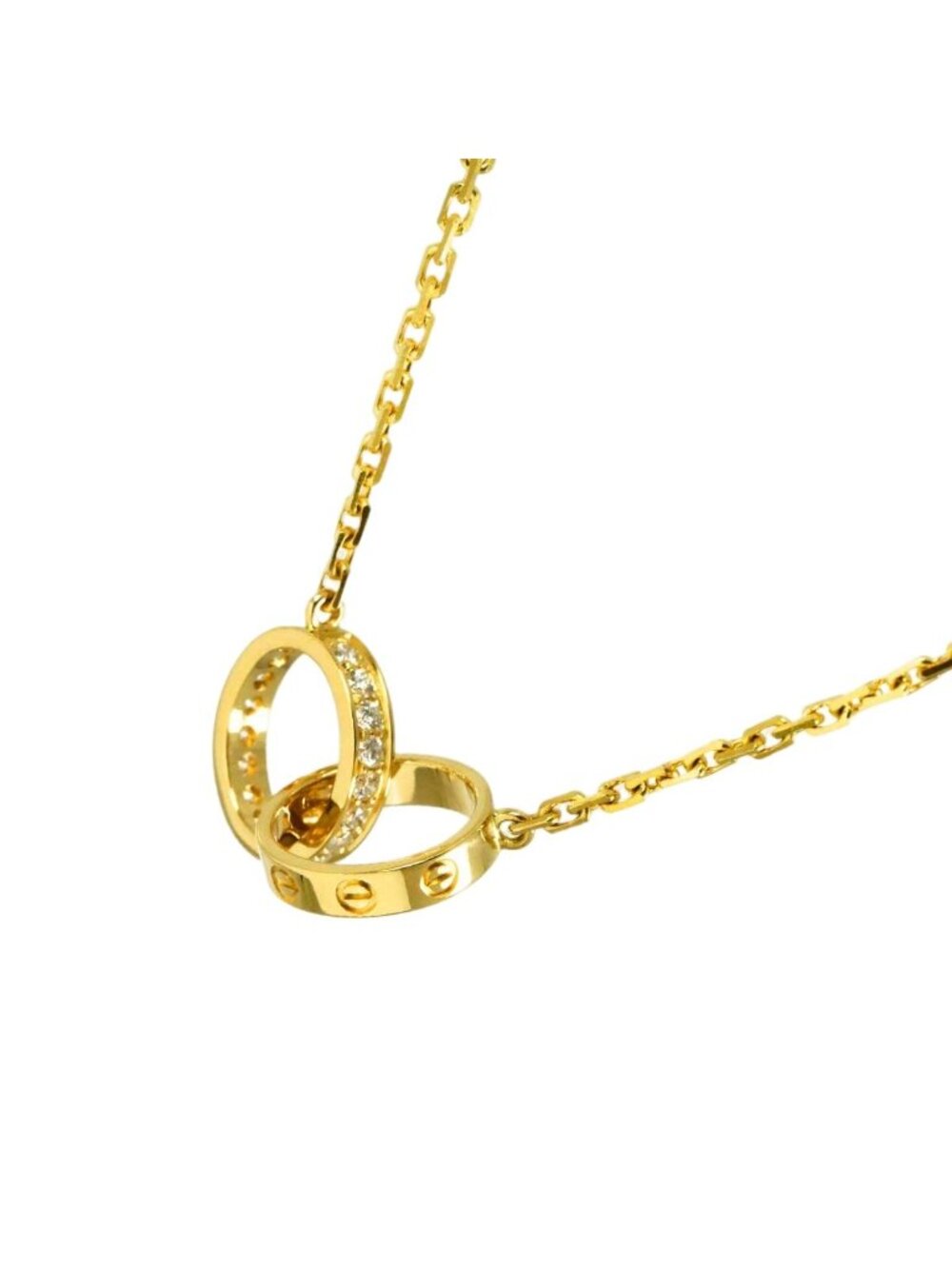 Cartier Baby Love Semi Pave Diamond Necklace 44 18k Yellow Gold